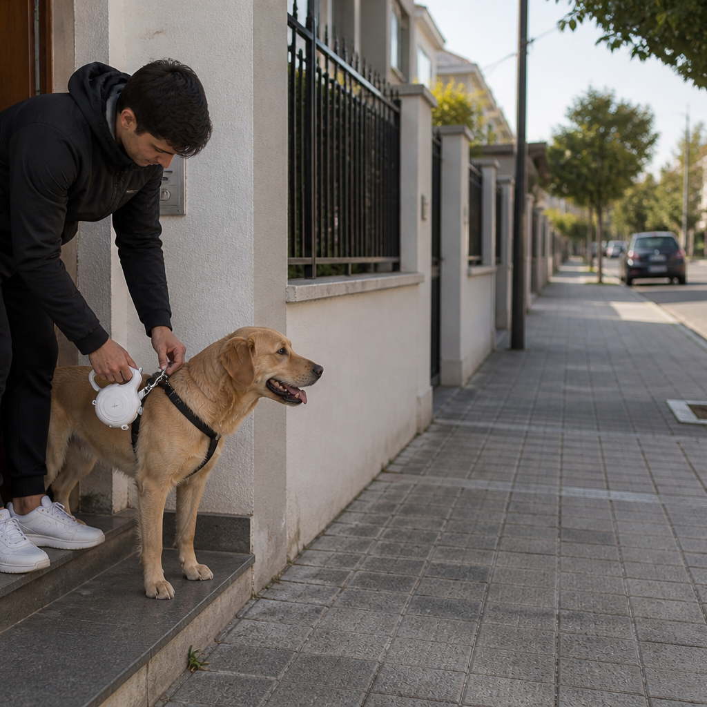 dueño y mascota paseando